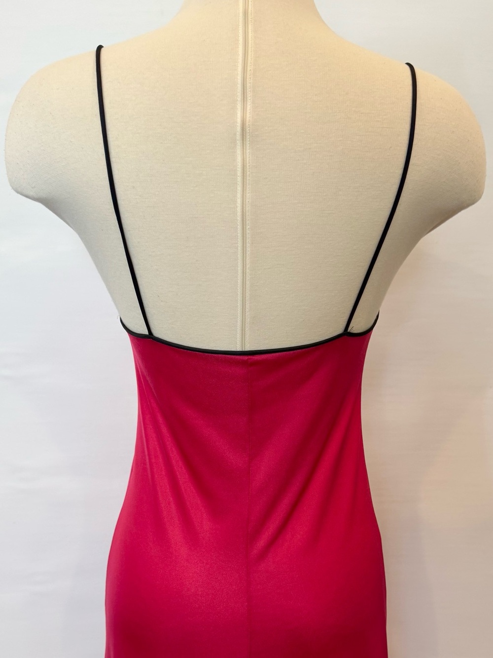 Vintage Silky Liquid Satin Nylon Red Art Deco Floral 70s Maxi Gown Slip Dress - Picture 5 of 11